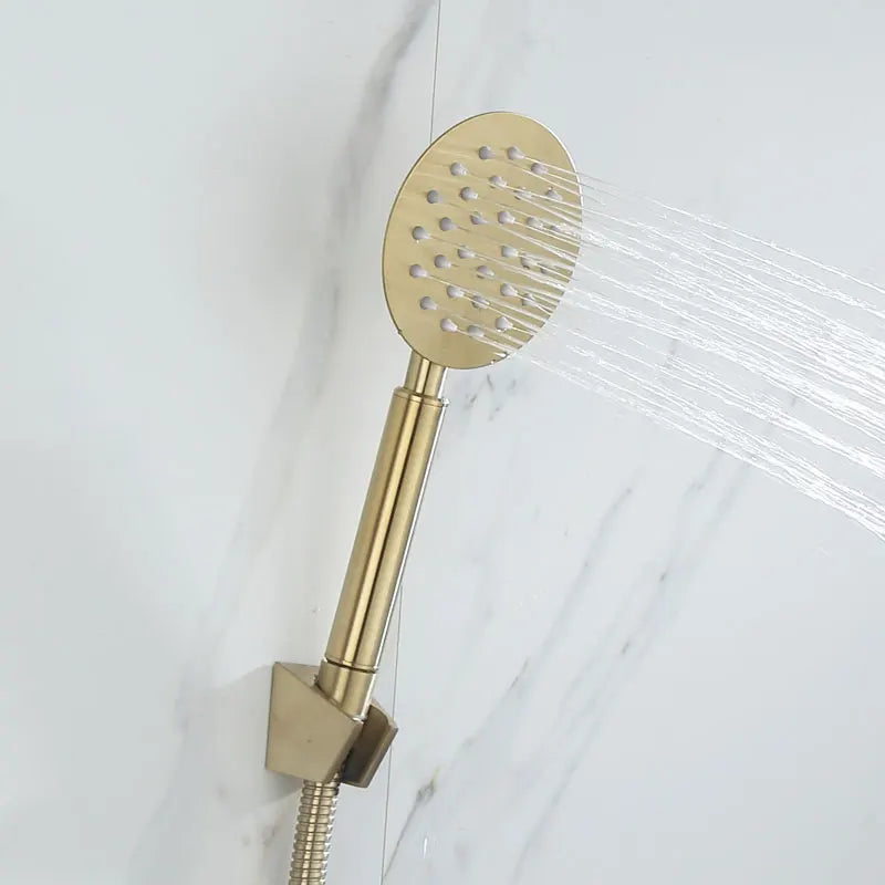 Tuqiu Bathroom Shower Faucet Set Wall Mounted Brushed Gold Shower Faucet, Bathroom Cold and Hot Bath and Shower Mixer Taps Brass