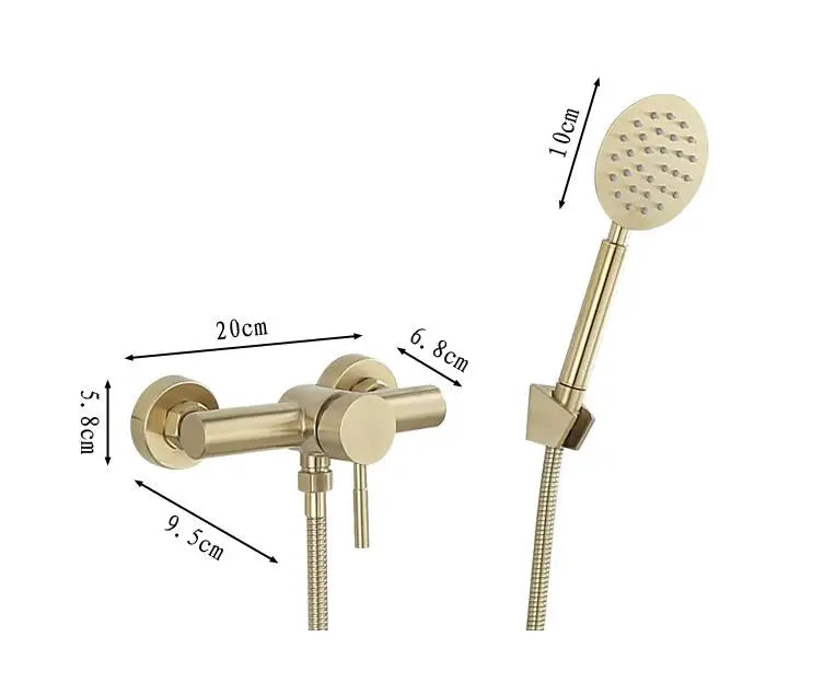 Tuqiu Bathroom Shower Faucet Set Wall Mounted Brushed Gold Shower Faucet, Bathroom Cold and Hot Bath and Shower Mixer Taps Brass
