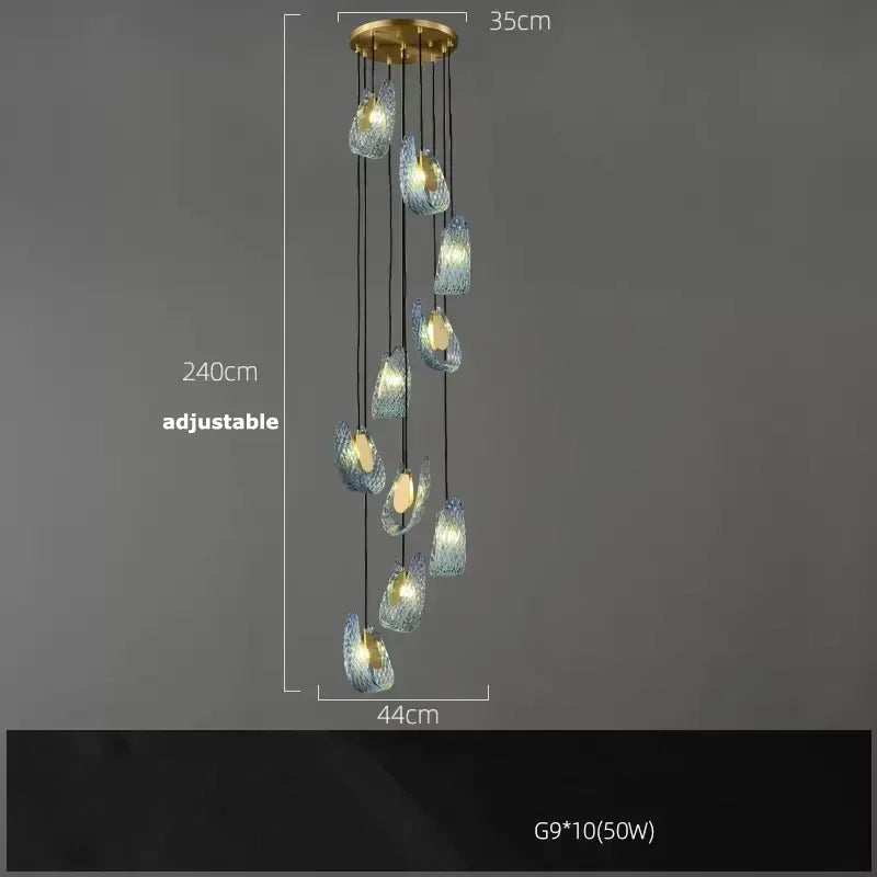 Modern Blue Glass Led Pendant Lamps Designer Hanging Lamps for Hallway Bar Bedroom Chandelier Suspension Luminaire Lighting