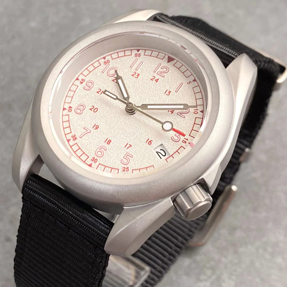 Tandorio 3.8 Mod Sandblast NH36AA Mechanical Men Watch Vintage Green Dial Sapphire Glass Arabic Numerals Waterproof Dive Clock