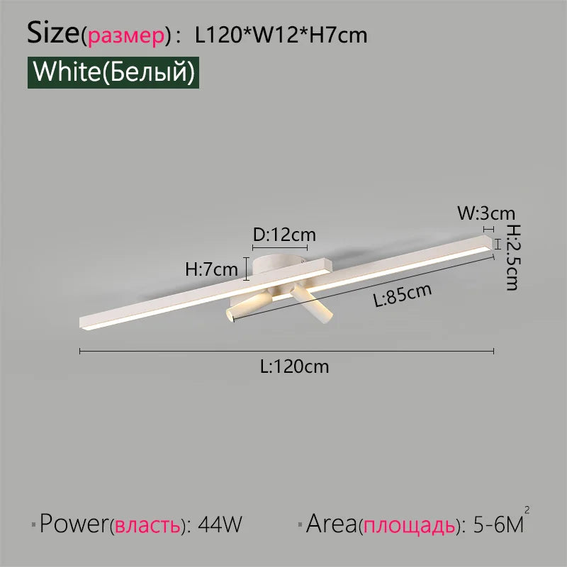 Long Aluminium Modern LED Ceiling Light Creative Design Ceiling Lamp Indoor Lighting Fixture Hallway Balcony Aisle Office Lustre