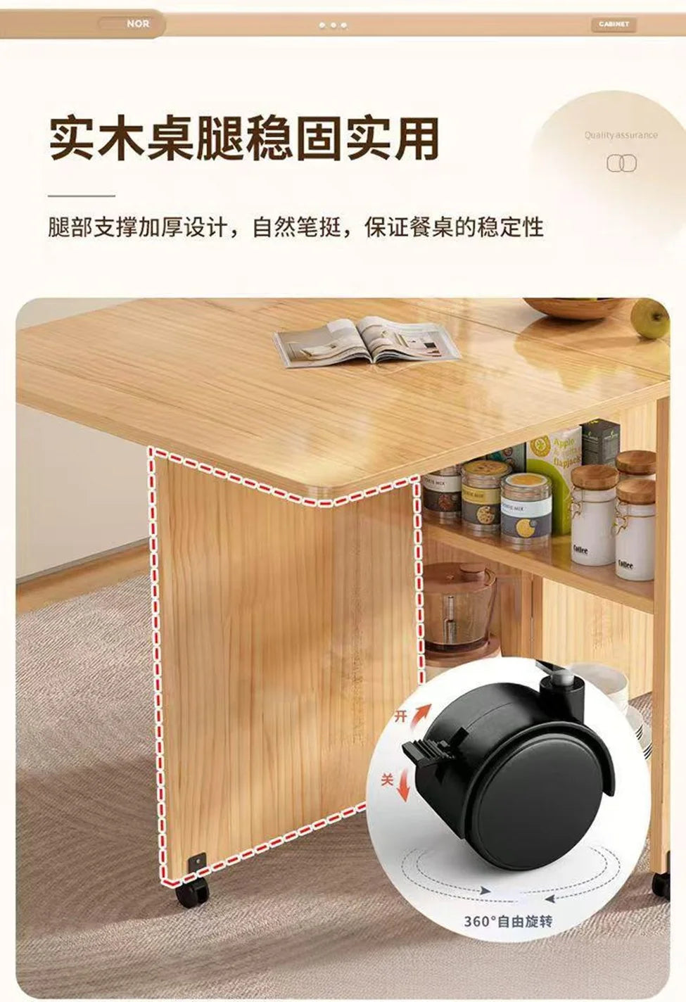 Solid wood folding dining table small household dining table multifunctional rectangular movable folding table