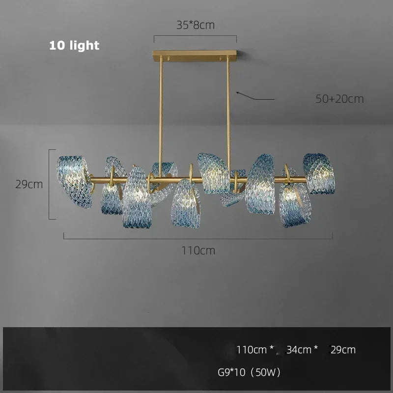 Modern Blue Glass Led Pendant Lamps Designer Hanging Lamps for Hallway Bar Bedroom Chandelier Suspension Luminaire Lighting