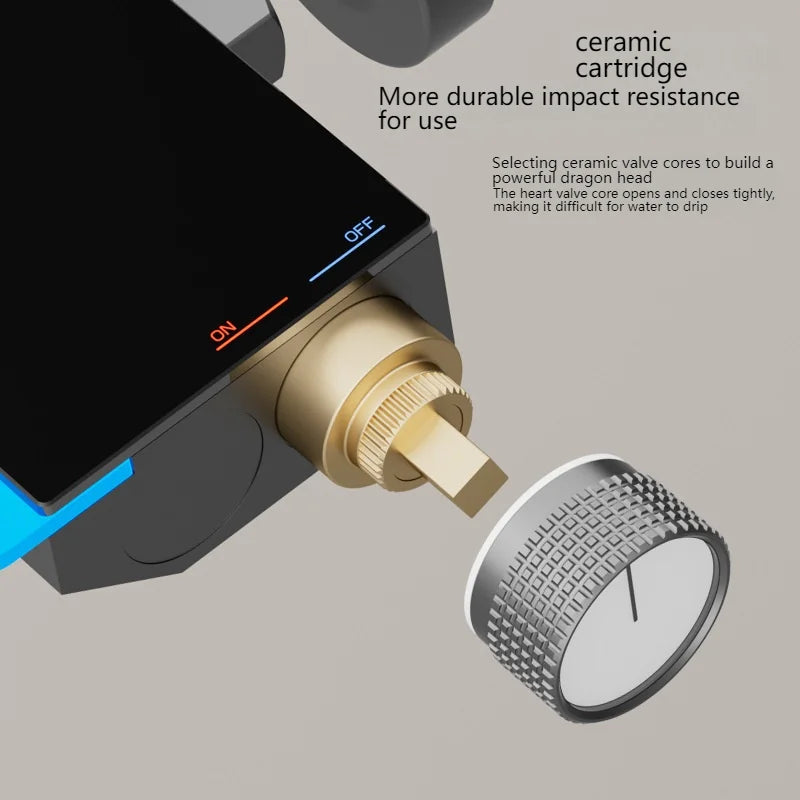 Grey Bathroom Shower Set Ambient Light Showers System Set  Digital Display Piano Button With  Faucets Shower Head