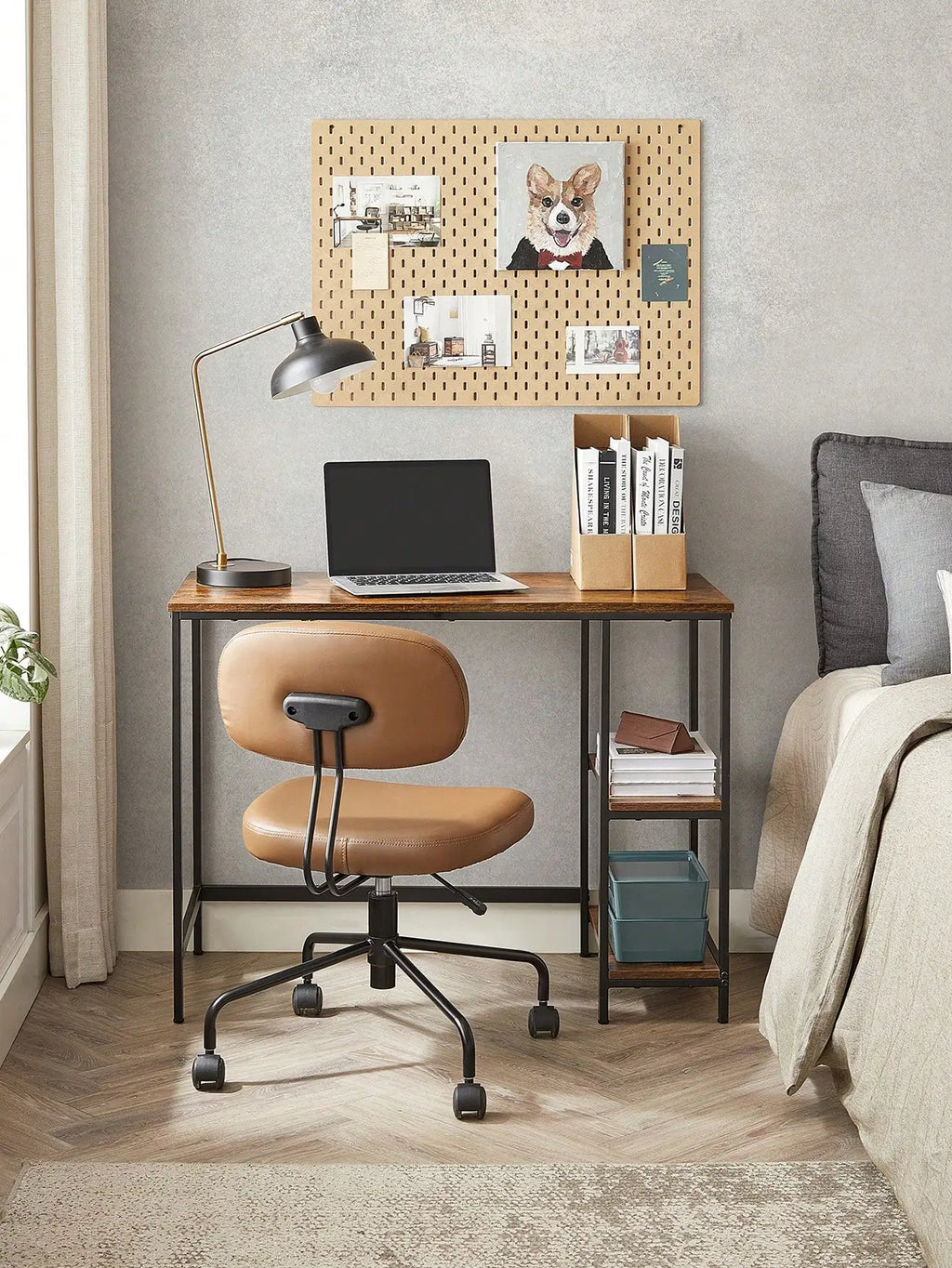 VASAGLE Writing Desk: 2 Shelves, Left/Right. Office/Living Room Work Table. Steel Frame. Industrial Style.