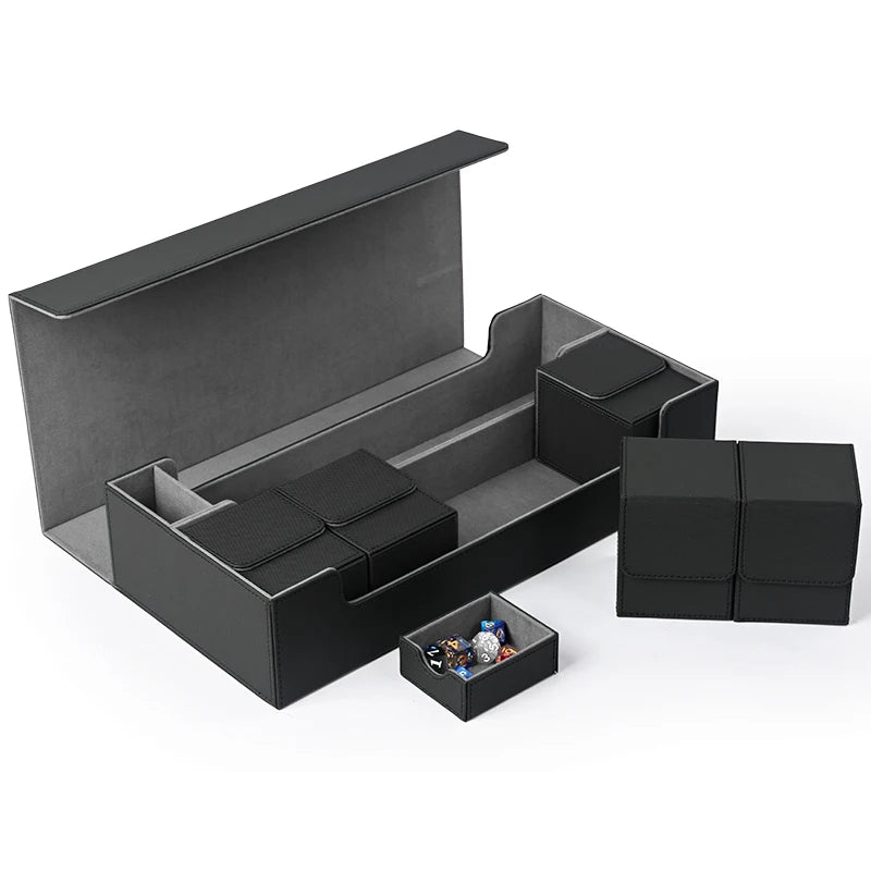 Card Storage Box TCG Deck Case with 5 Decks Card Box, holds up to 1200+ Single Sleeved Cards for TCG Trading Cards