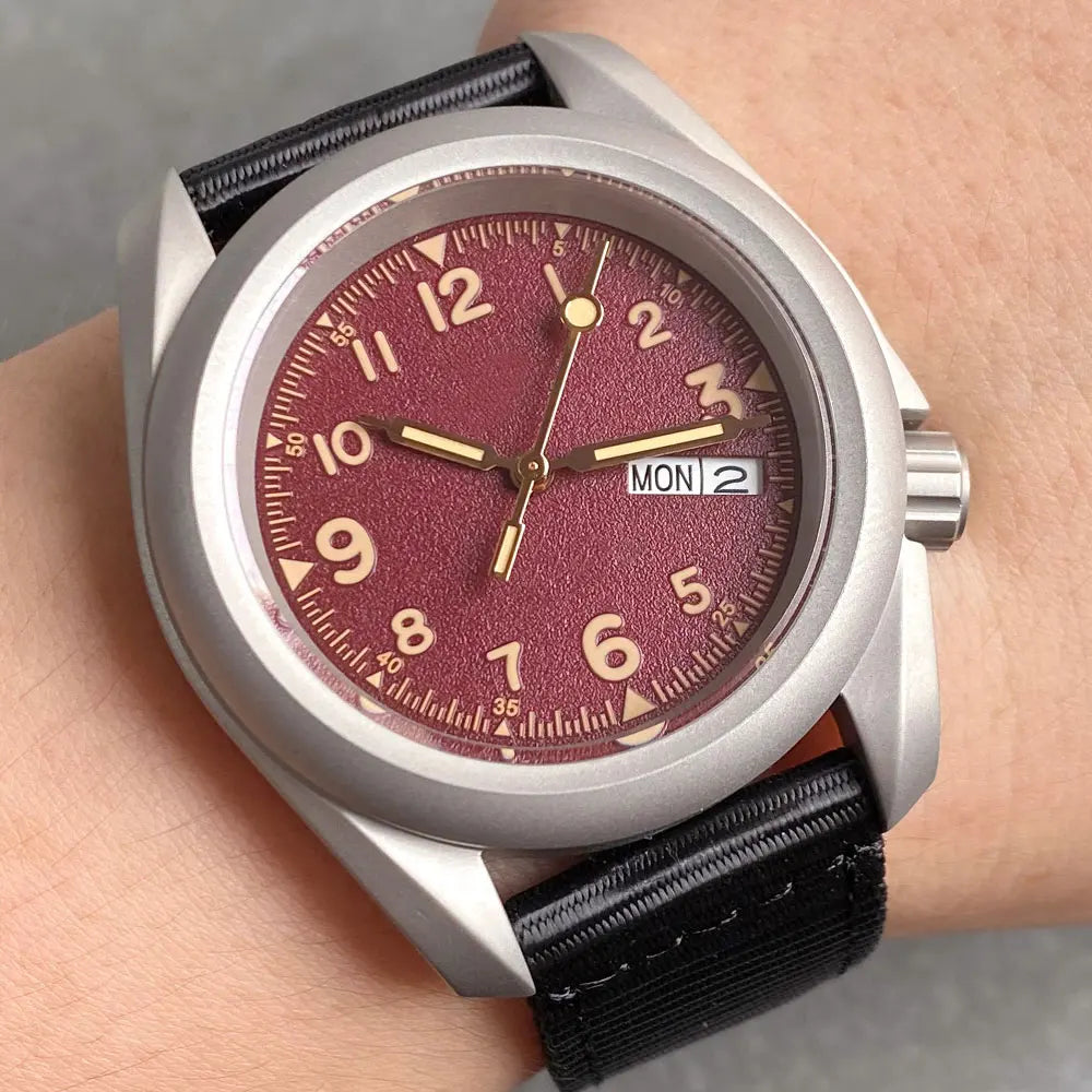 Tandorio 3.8 Mod Sandblast NH36AA Mechanical Men Watch Vintage Green Dial Sapphire Glass Arabic Numerals Waterproof Dive Clock