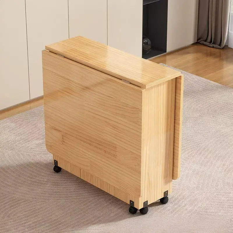 Solid wood folding dining table small household dining table multifunctional rectangular movable folding table