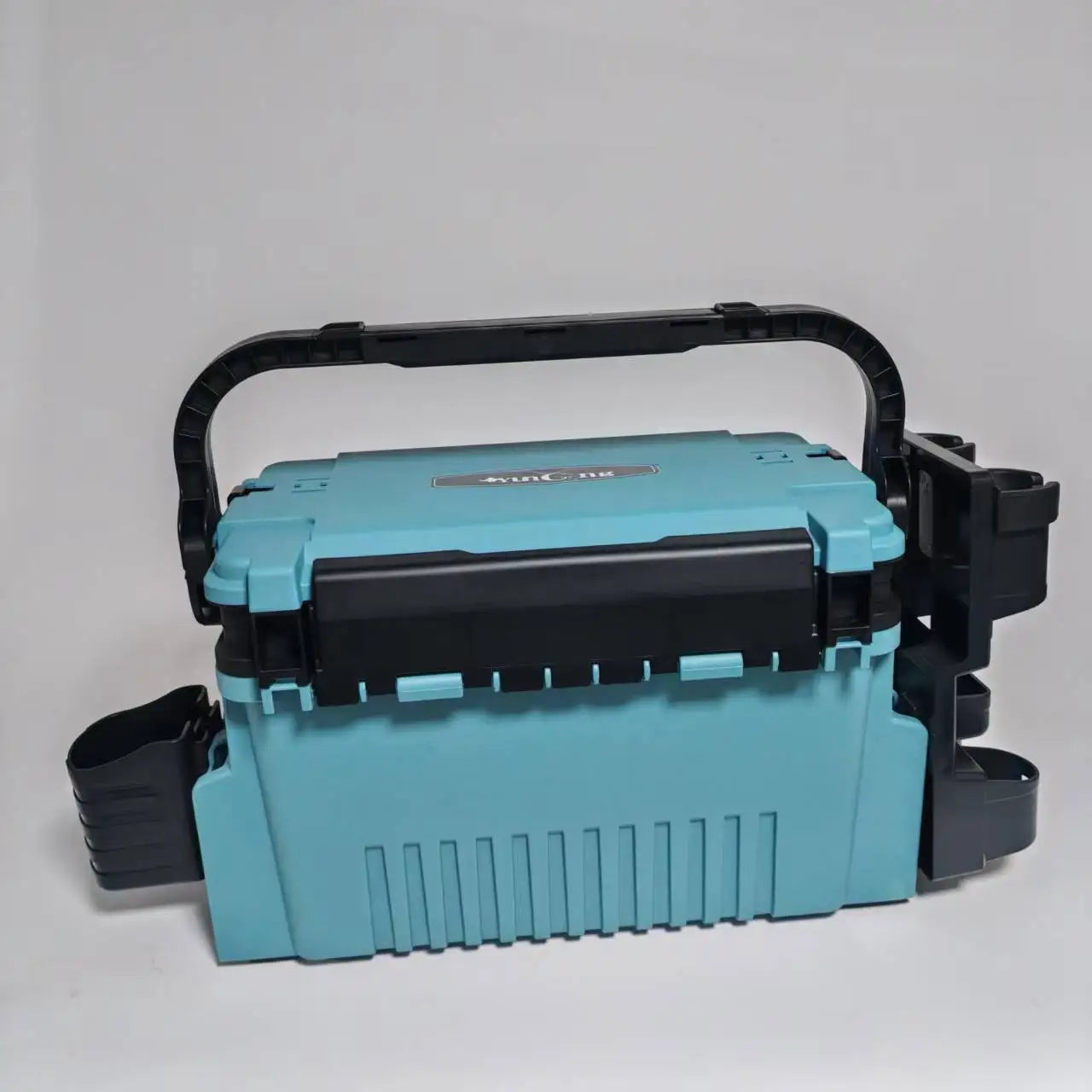 1-piece set of large lure fishing box - double layered fishing box+integrated double pole stand+water cup holder