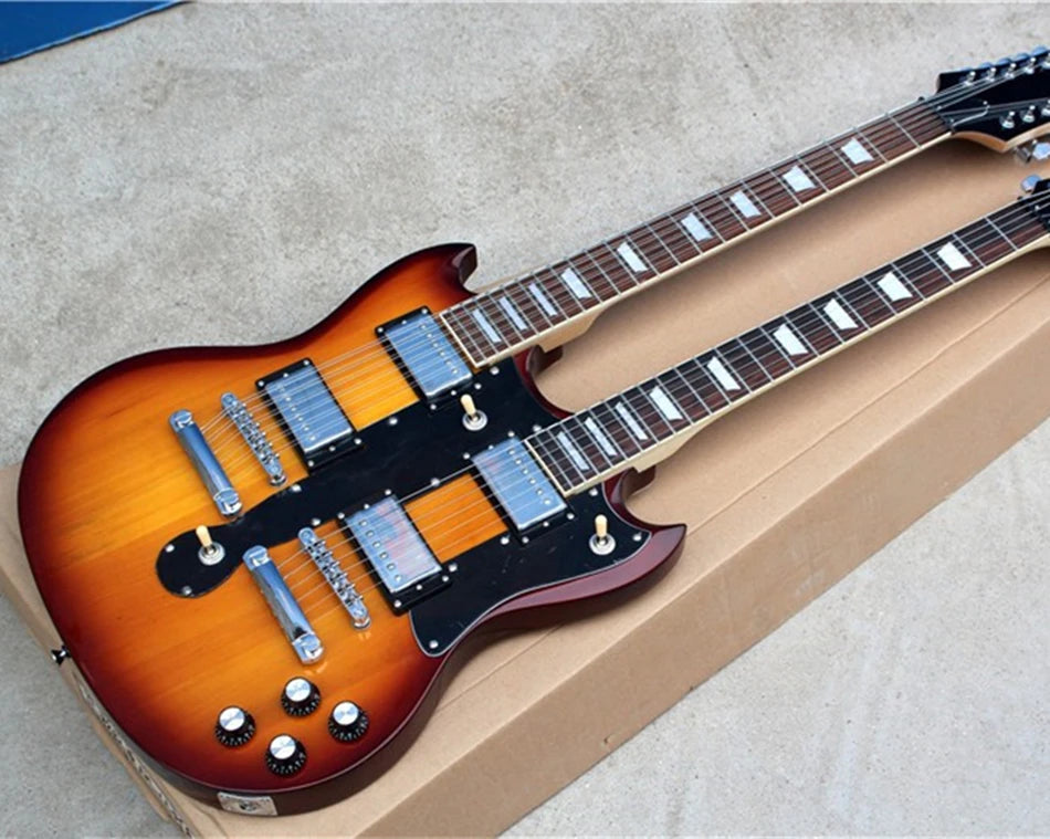 Double Neck Different Color Electric Guitar with Chrome Harware,Offer Customize