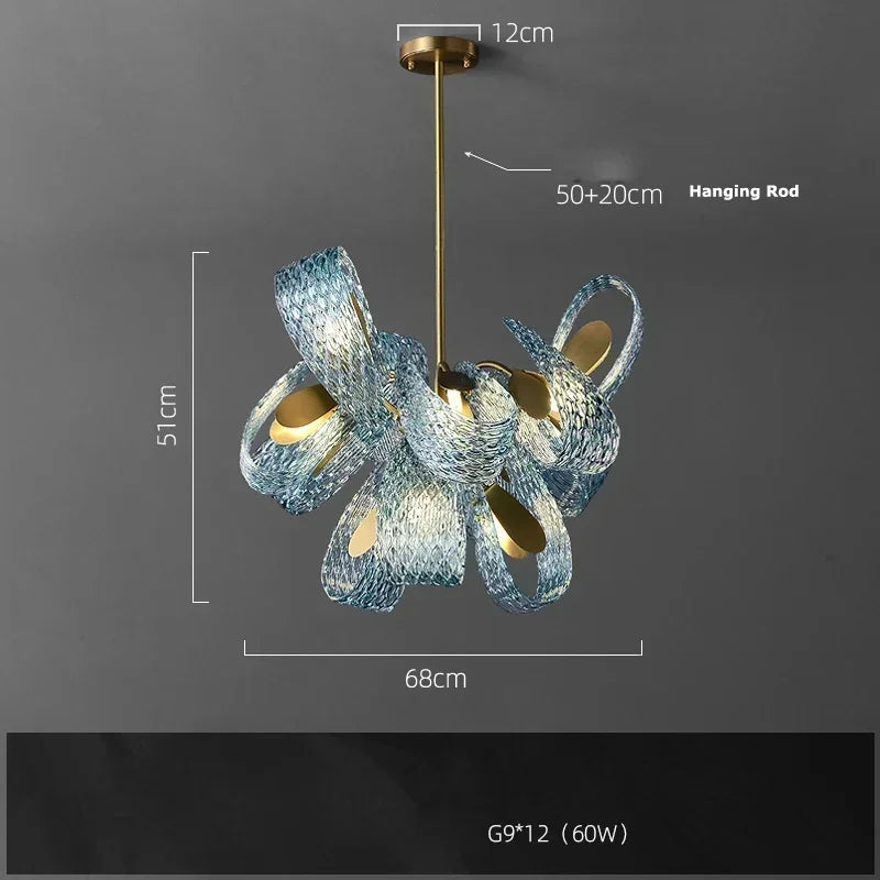 Modern Blue Glass Led Pendant Lamps Designer Hanging Lamps for Hallway Bar Bedroom Chandelier Suspension Luminaire Lighting