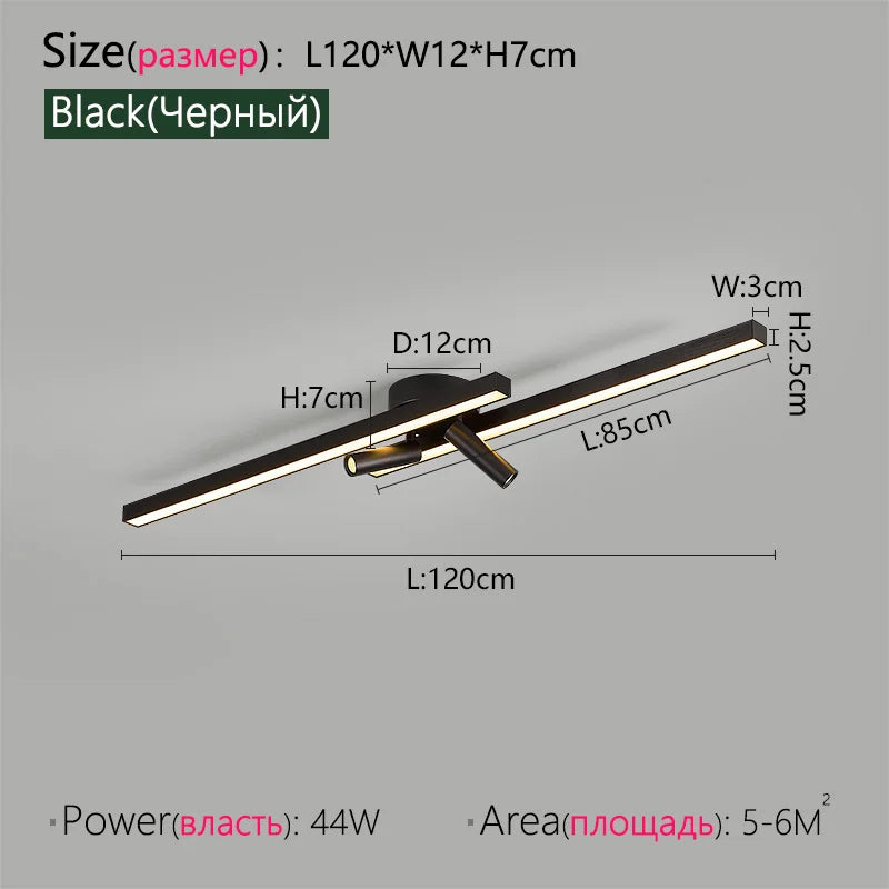 Long Aluminium Modern LED Ceiling Light Creative Design Ceiling Lamp Indoor Lighting Fixture Hallway Balcony Aisle Office Lustre