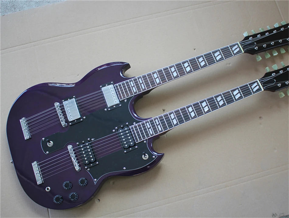 Double Neck Different Color Electric Guitar with Chrome Harware,Offer Customize