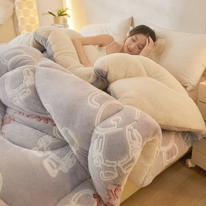 New winter quilt lamb wool autumn spring thickened super warm fiber blanket constant temperature milk cashmere bedding comforter