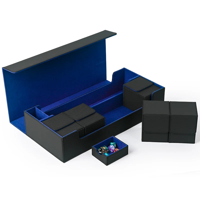 Card Storage Box TCG Deck Case with 5 Decks Card Box, holds up to 1200+ Single Sleeved Cards for TCG Trading Cards