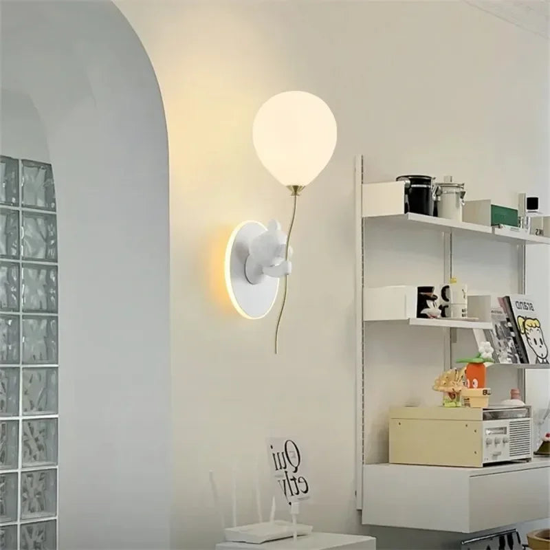 Creative Cartoon Bear LED Wall Light Balloon Lamp Night Light for Children Room Decor Bedside Lamp Study Room Decor Lighting