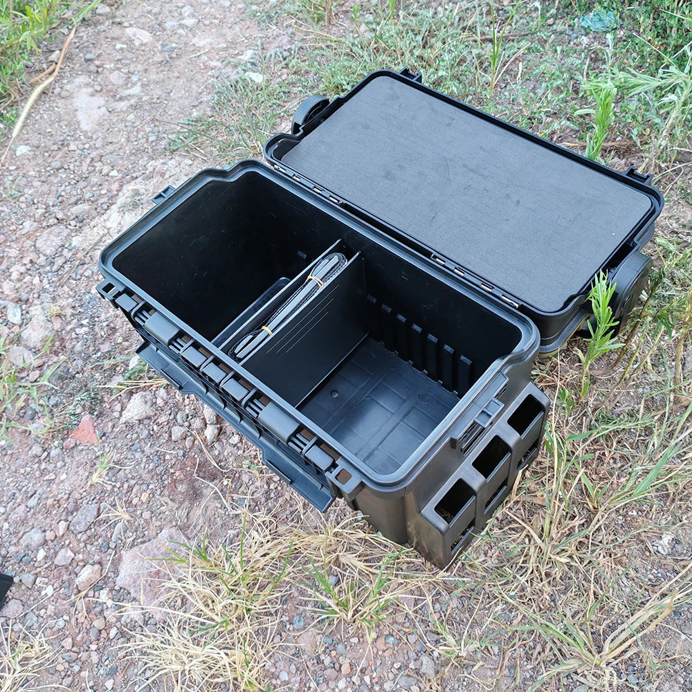 1-piece set of large lure fishing box - double layered fishing box+integrated double pole stand+water cup holder