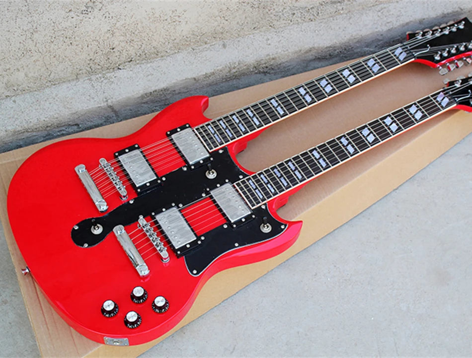 Double Neck Different Color Electric Guitar with Chrome Harware,Offer Customize