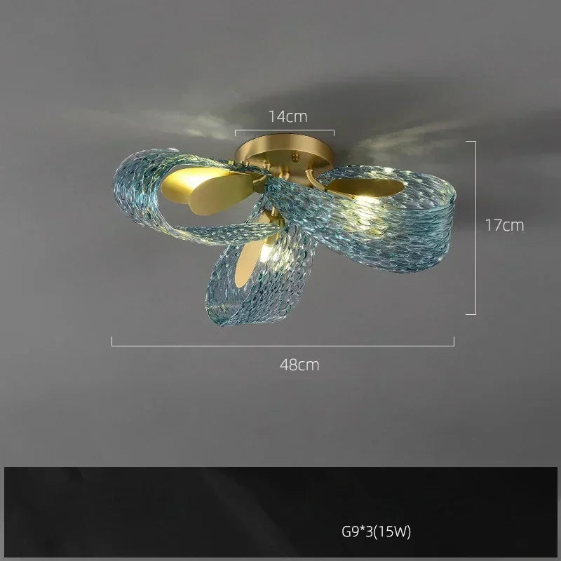 Modern Blue Glass Led Pendant Lamps Designer Hanging Lamps for Hallway Bar Bedroom Chandelier Suspension Luminaire Lighting