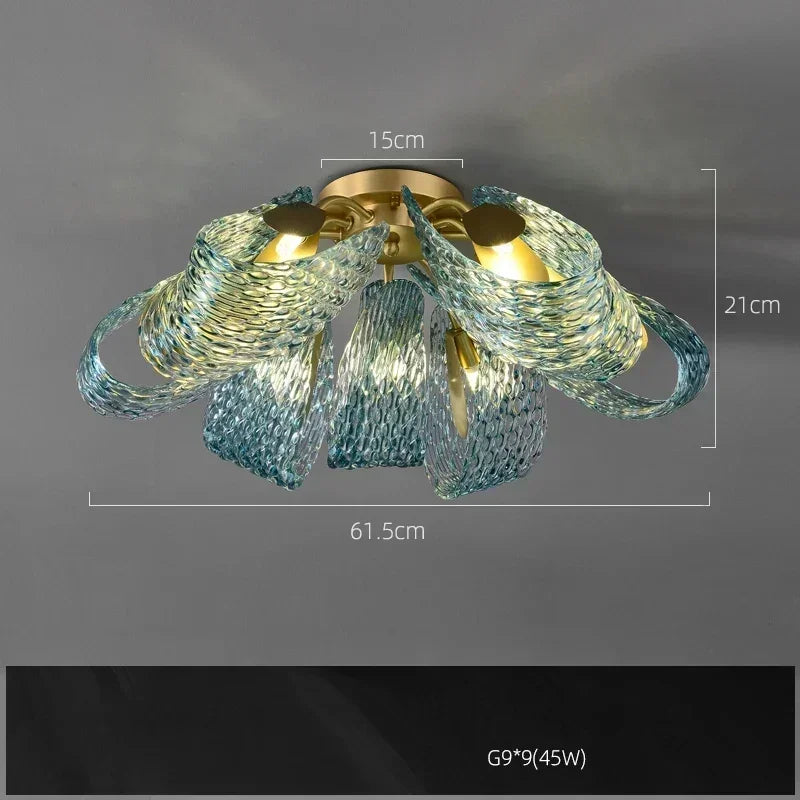 Modern Blue Glass Led Pendant Lamps Designer Hanging Lamps for Hallway Bar Bedroom Chandelier Suspension Luminaire Lighting