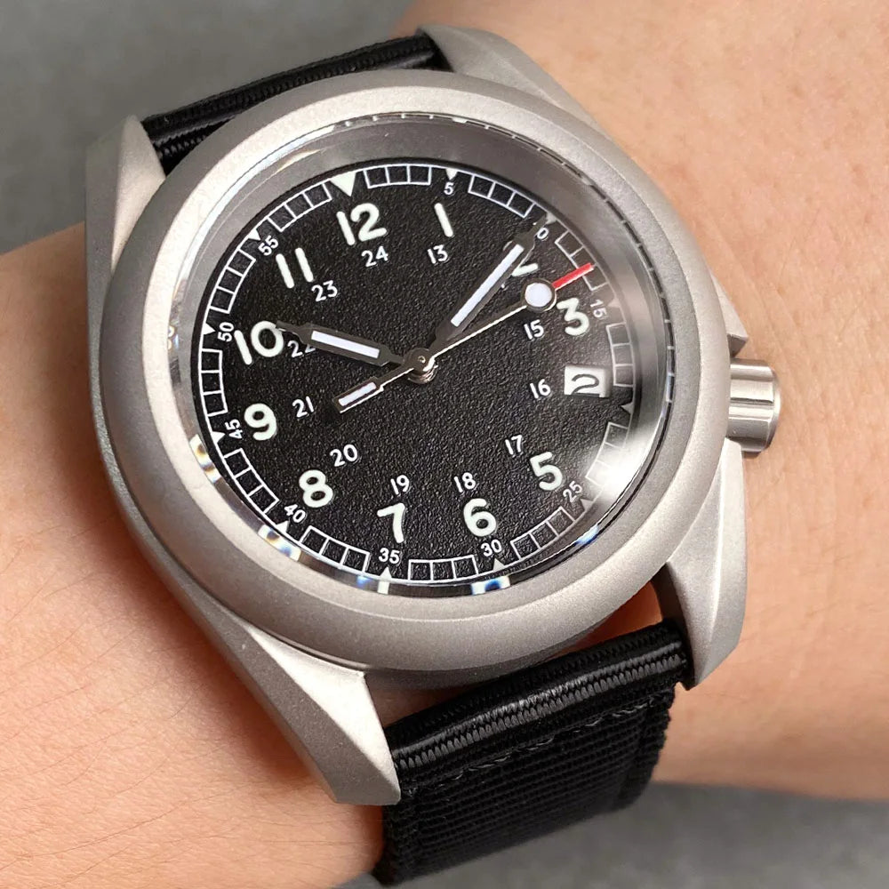 Tandorio 3.8 Mod Sandblast NH36AA Mechanical Men Watch Vintage Green Dial Sapphire Glass Arabic Numerals Waterproof Dive Clock