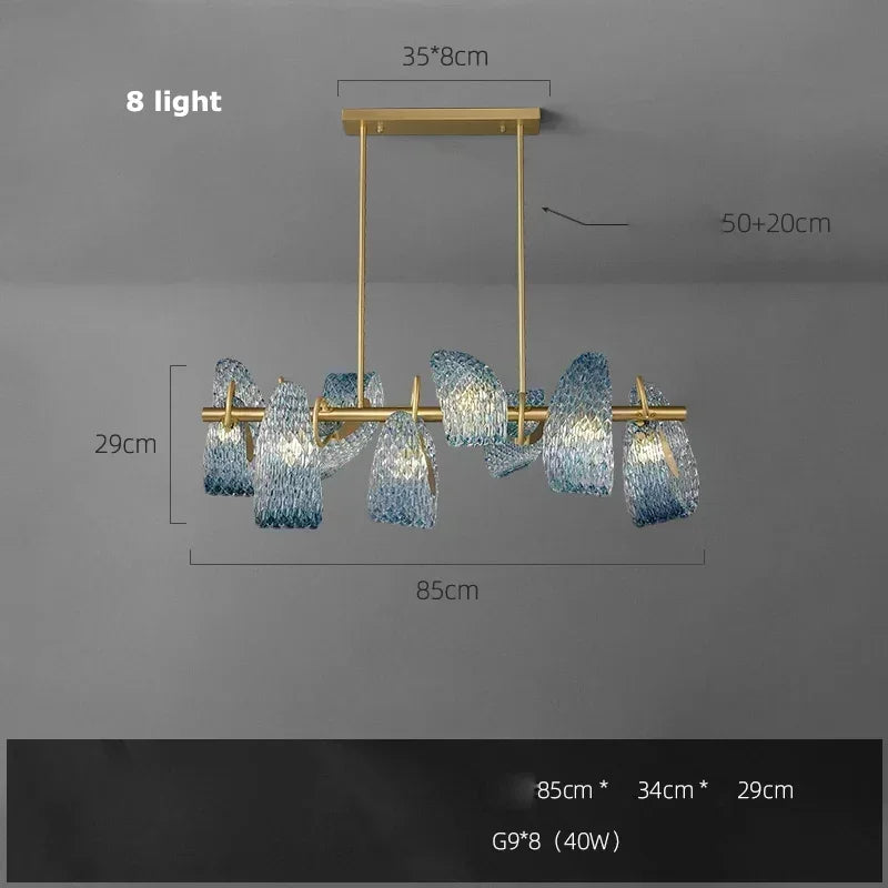 Modern Blue Glass Led Pendant Lamps Designer Hanging Lamps for Hallway Bar Bedroom Chandelier Suspension Luminaire Lighting