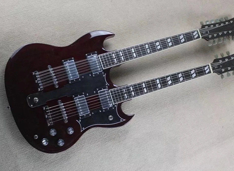 Double Neck Different Color Electric Guitar with Chrome Harware,Offer Customize