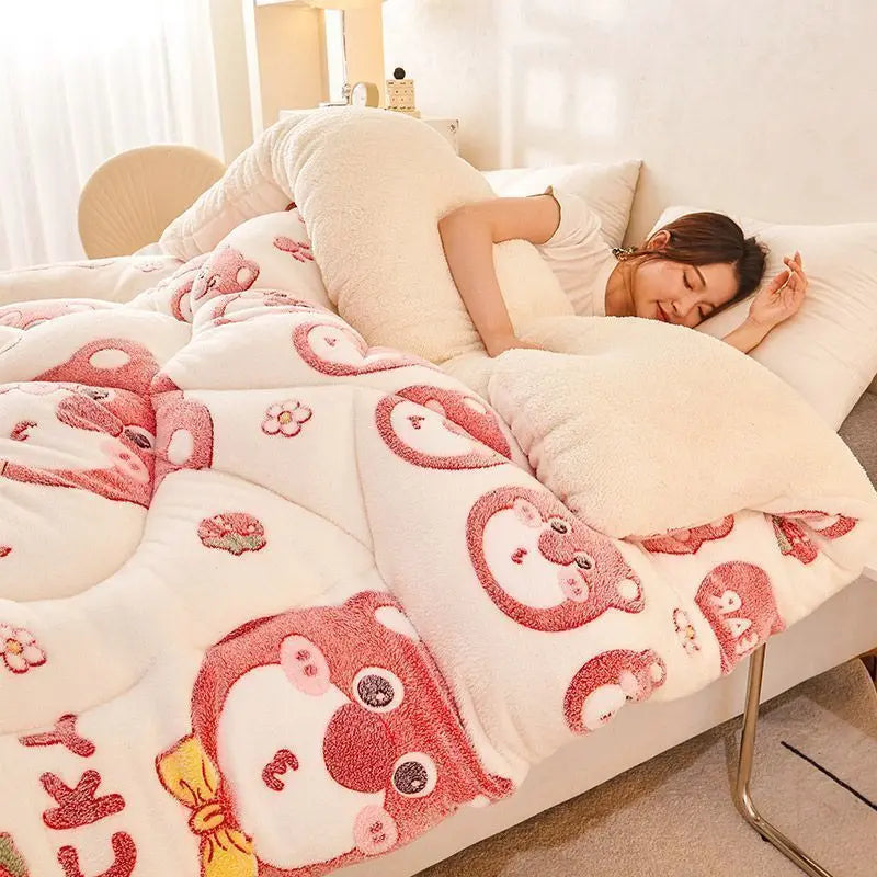 New winter quilt lamb wool autumn spring thickened super warm fiber blanket constant temperature milk cashmere bedding comforter