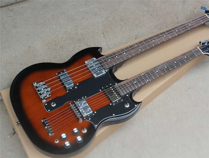 Double Neck Different Color Electric Guitar with Chrome Harware,Offer Customize