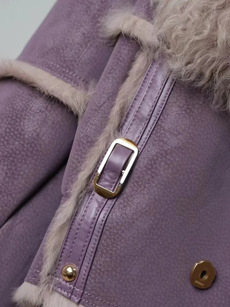 2024 Sprng and Aumn Sort Fur Women's Sheskin Jcket, Taned Sede Fabric, 100% Ntural Rbbit ur Liing, Luxrious And F